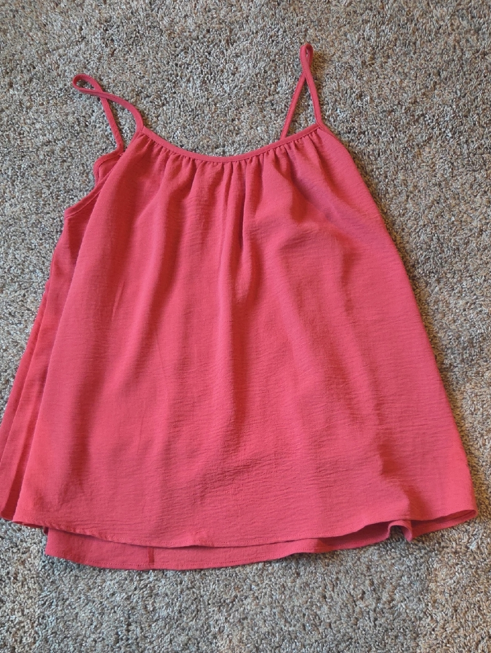 Tres Bien Coral Pink Spaghetti Strap Tank Top